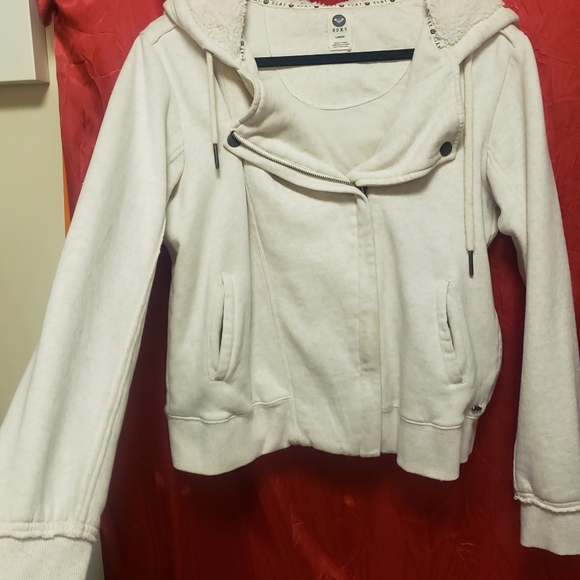 VINTAGE ROXY- WARM ZIP UP JACKET W/ FAUX FUR HOOD/LG/ NWOT - Picture 13 of 16